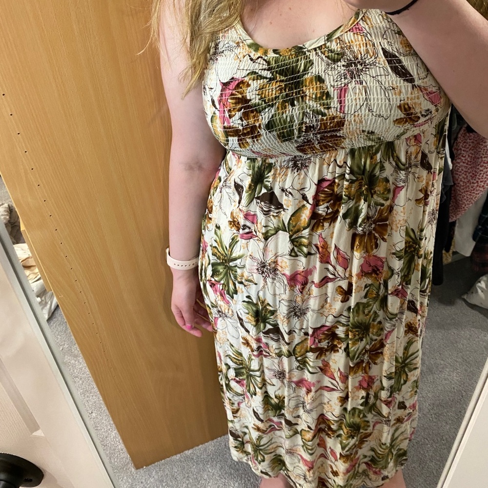 •2/$30• Joyce Leslie Cream Floral Tropical Maxi Dress